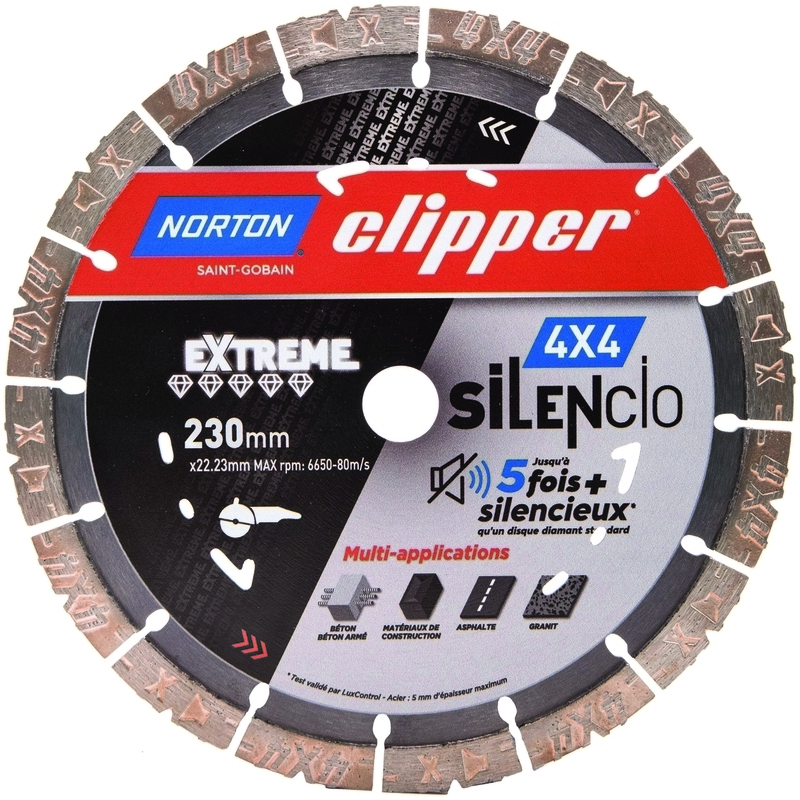 Kotouč řezný DIA Norton 4×4 Extreme Silencio 230×22