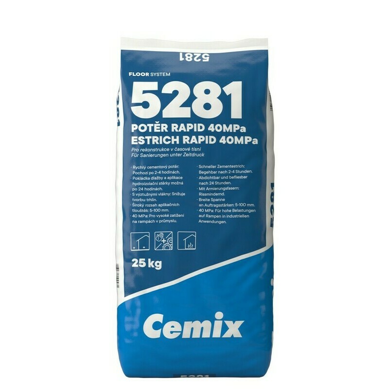 Potěr cementový Cemix 5281 RAPID 25 kg Cemix