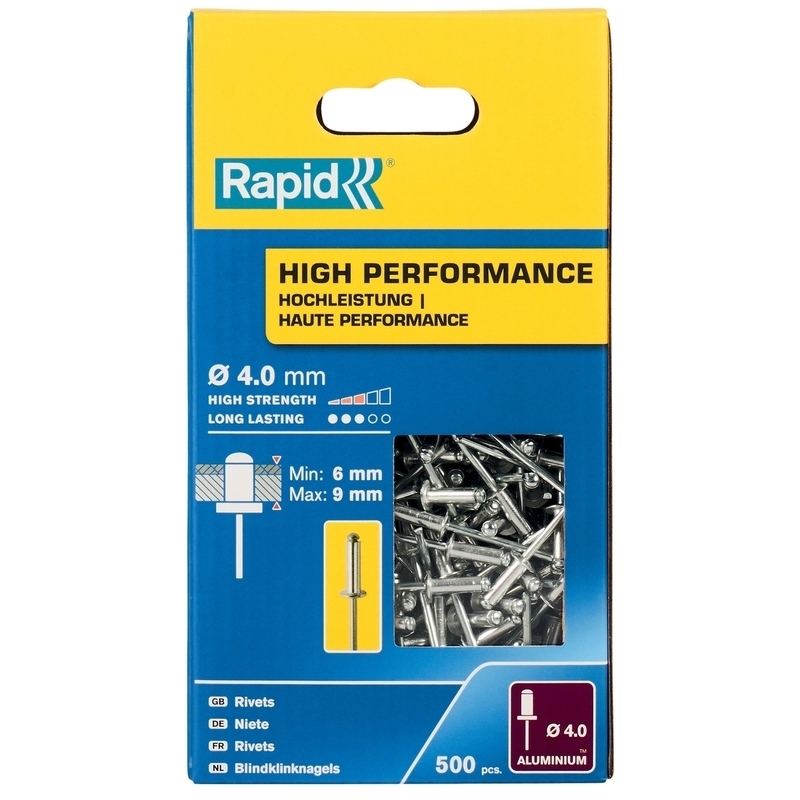 Nýty hliníkové Rapid High Performance 4×12 mm 500 ks Rapid