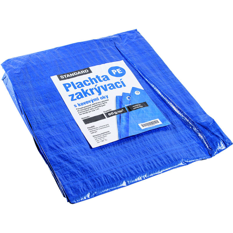 Plachta zakrývací STANDARD 80 g/m2 modrá/stříbrná 4×5 m DEK