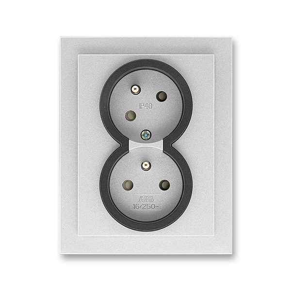 Zásuvka 230 V dvojnásobná kompletní ABB Neo IP 40 titanová
