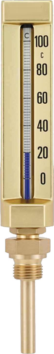 Teploměr průmyslový rohový 0–120 °C s jímkou 63 mm