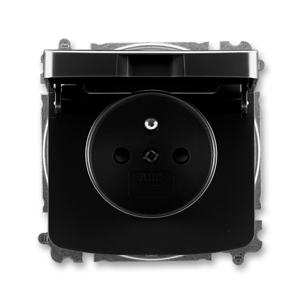 Zásuvka 230 V jednonásobná ABB Tango IP 40 s víčkem černá ABB