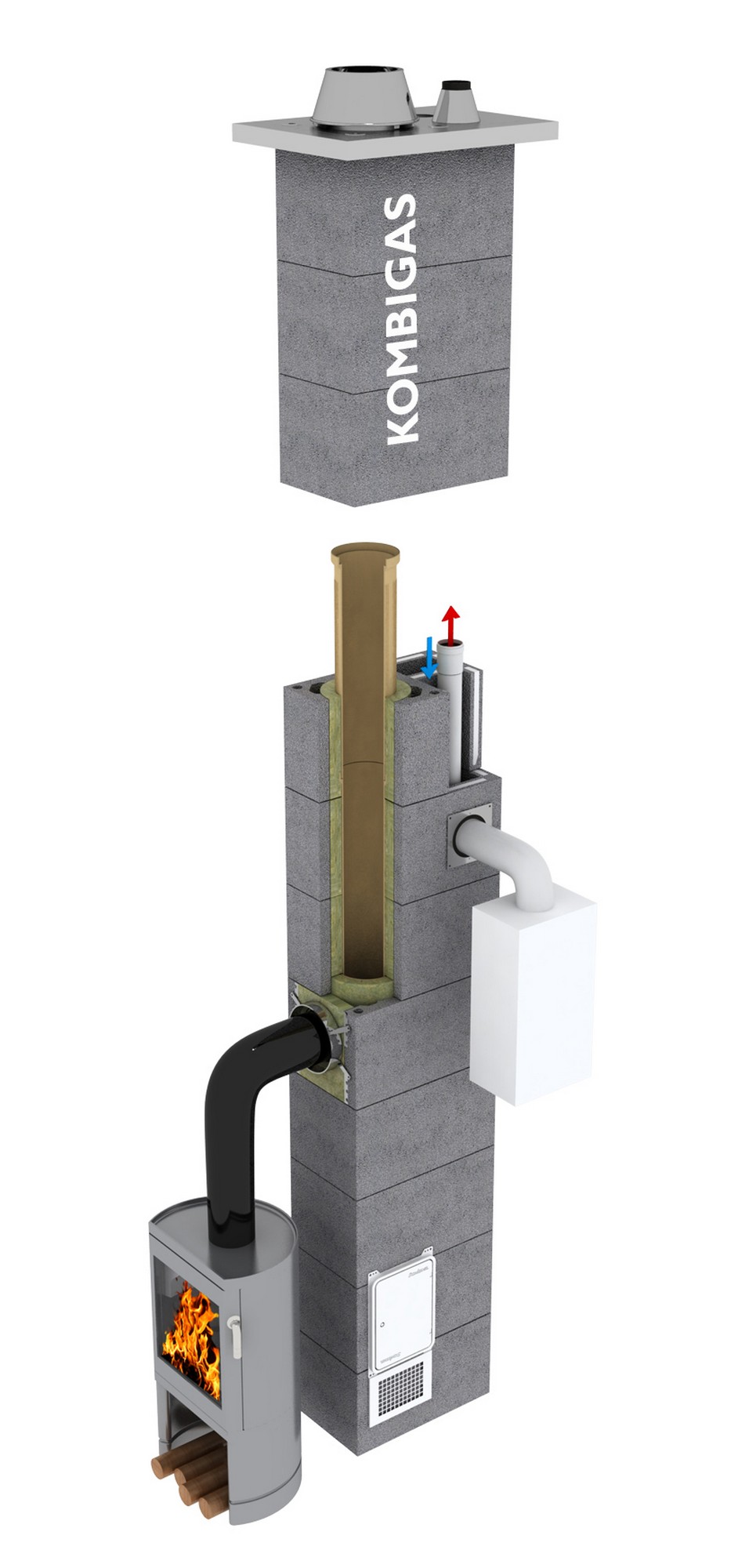 Komínová sestava Schiedel KombiGas DN 180 výška 8 m SCHIEDEL