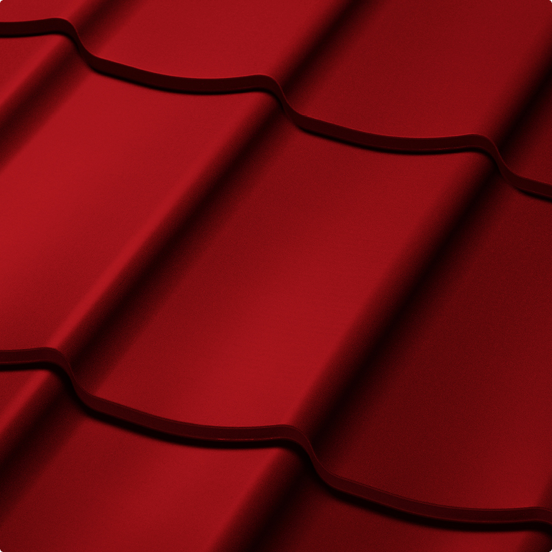 Velkoformátová profilovaná plechová střešní krytina SATJAM Trend PE25 RAL 3011 červená