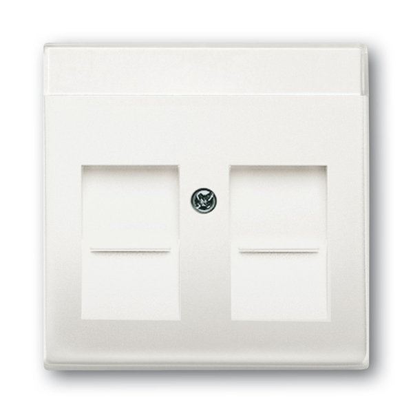 Kryt zásuvka datová dvojnásobná s clonkami a popisovým polem ABB Future mechová bílá ABB