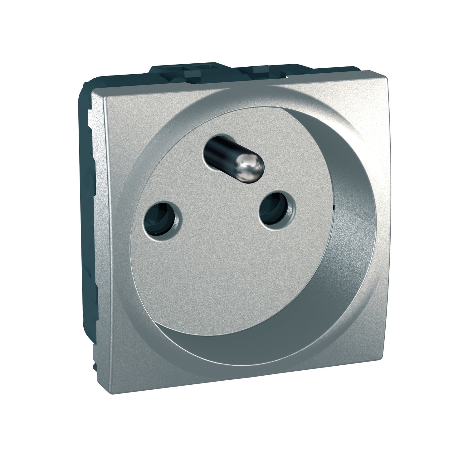 Zásuvka 230 V jednonásobná Schneider Unica clonky aluminium Schneider