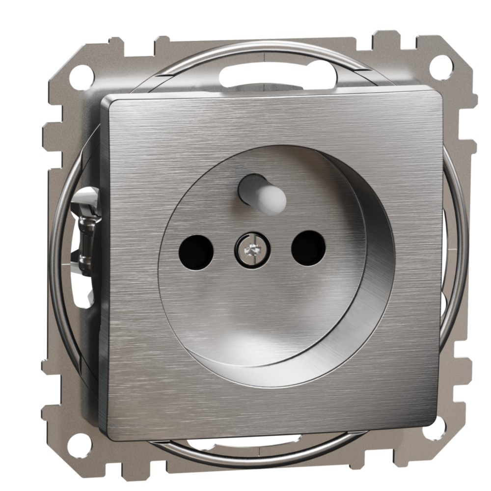 Zásuvka 230 V jednonásobná Schneider Sedna Design hliník leštěný