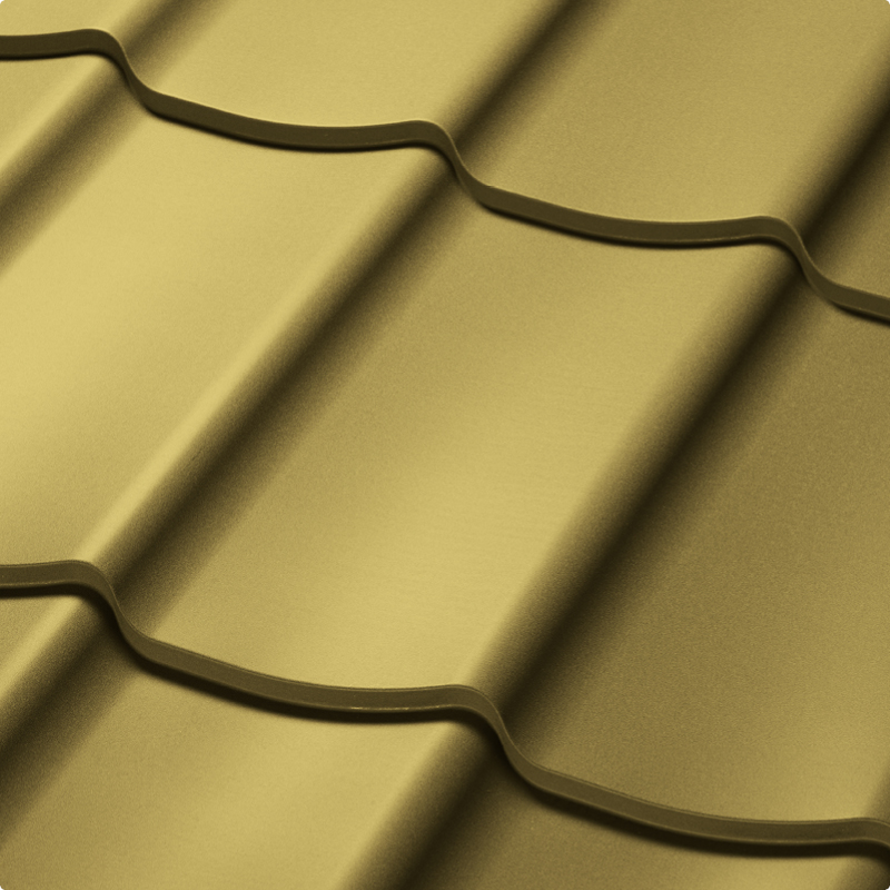 Velkoformátová profilovaná plechová střešní krytina SATJAM Trend PE25 RAL 1002 písková