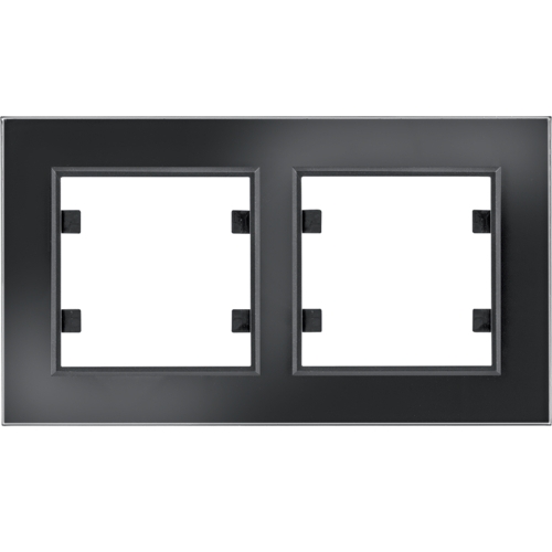 Rámeček Hager Lumina Passion dvojnásobný horizontální černé sklo HAGER