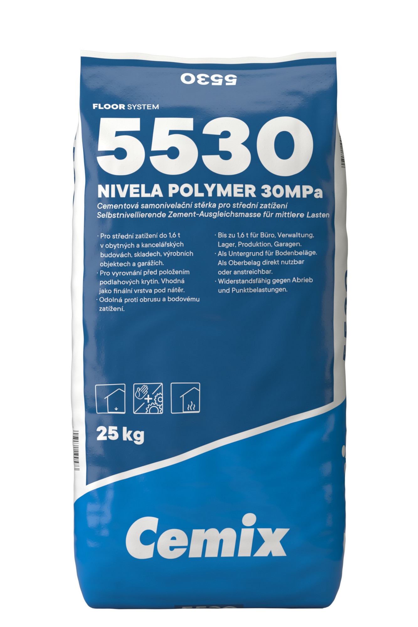 Stěrka samonivelační 30 MPa Cemix 5530 Nivela Polymer 25 kg Cemix