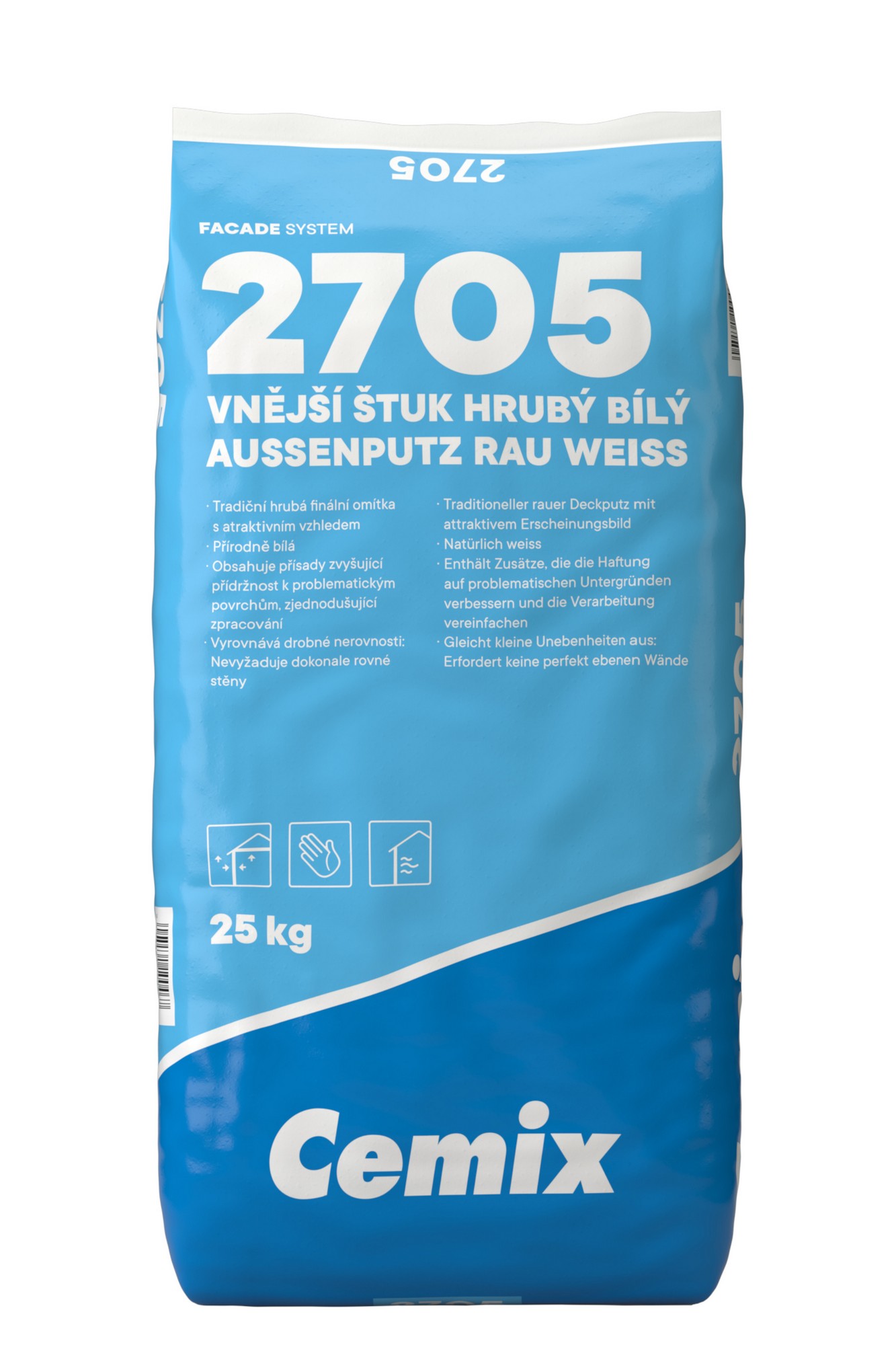 Štuk vnější bílý Cemix 2705 hrubý 25 kg Cemix
