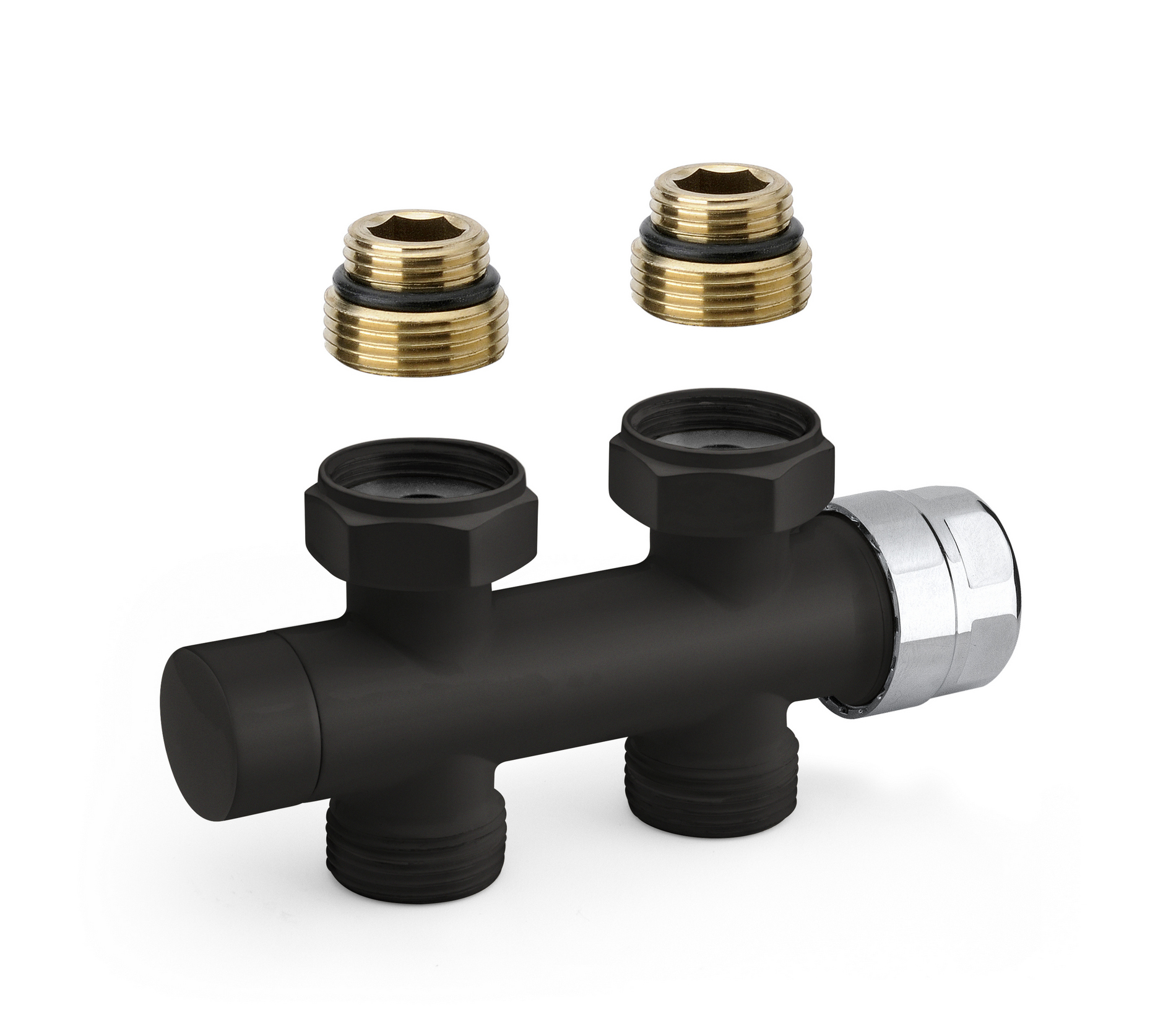 H ventil termostatický 1/2"×3/4" EK matný černý přímý