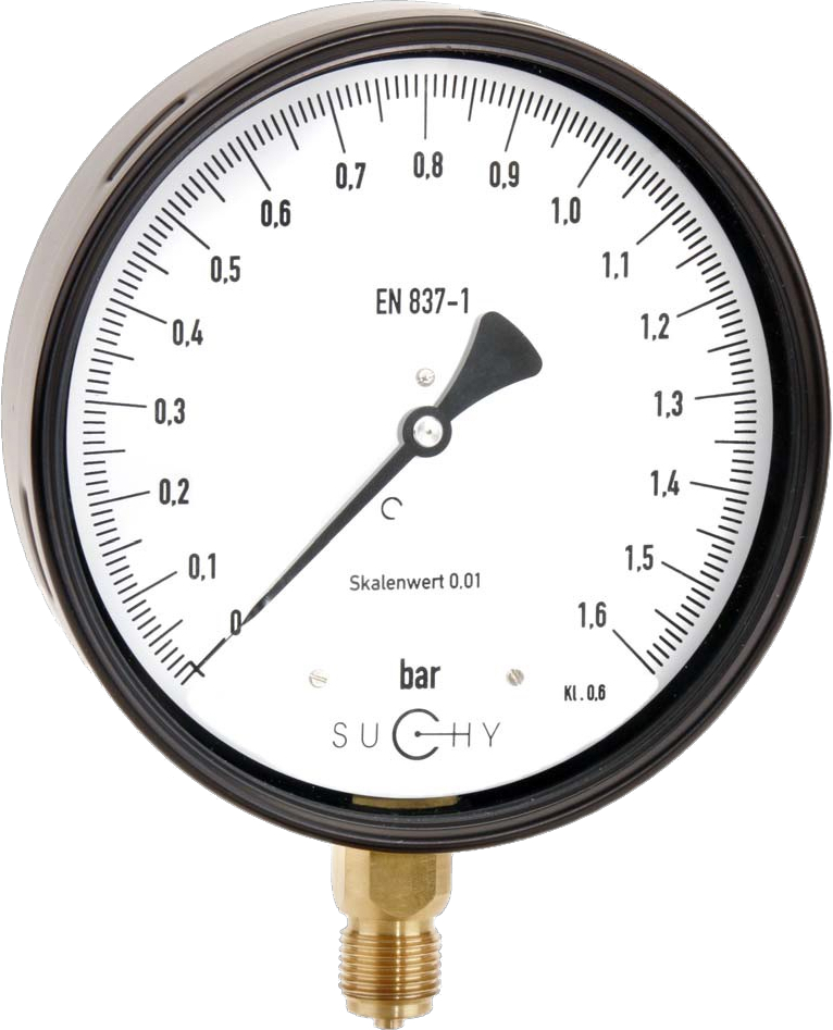 Manometr nízkotlaký spodní 100 mm 1/2" 0–250 mbar