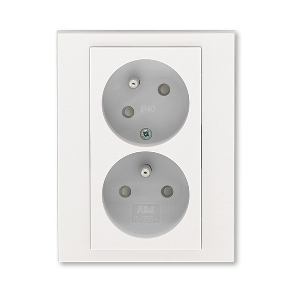 Zásuvka 230 V dvojnásobná kompletní ABB Levit perleťová
