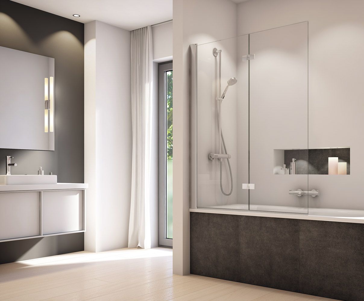 Zástěna vanová dvoudílná SanSwiss SOLINO SOLB2 SANSWISS