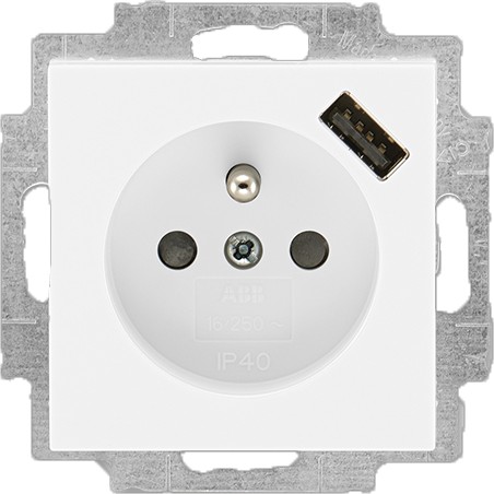 Zásuvka 230 V s USB jednonásobná ABB Levit bílá ABB