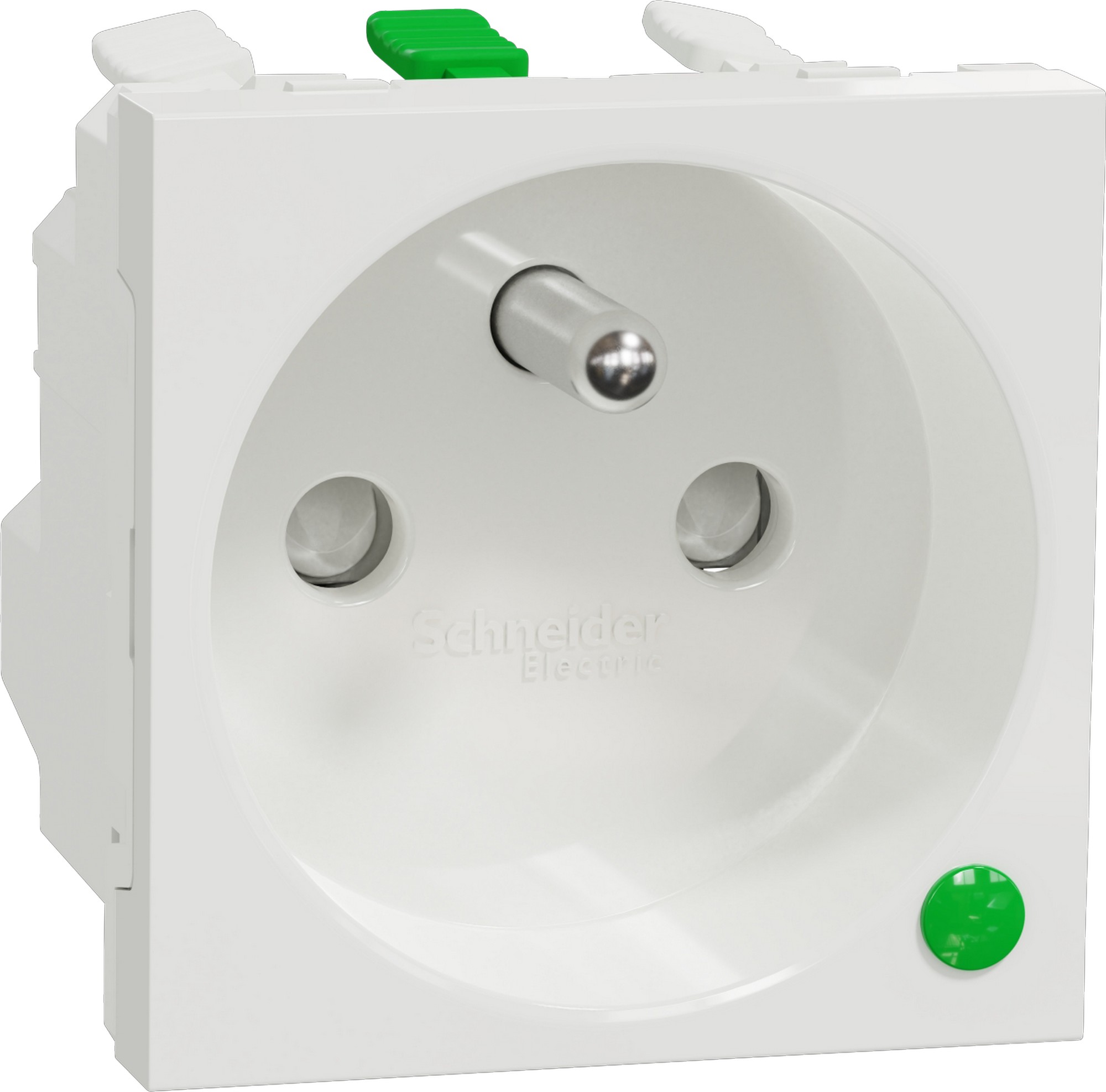 Zásuvka 230 V jednonásobná skrytá Schneider Unica Nová přepěťová ochrana bílá