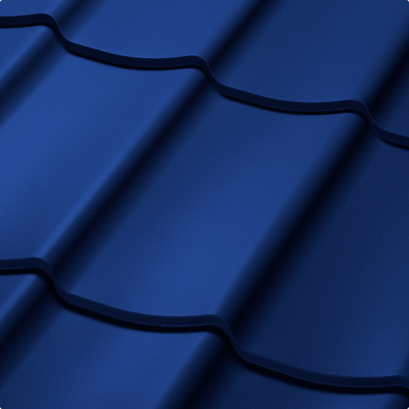 Velkoformátová profilovaná plechová střešní krytina SATJAM Trend PE25 RAL 5010 modrá