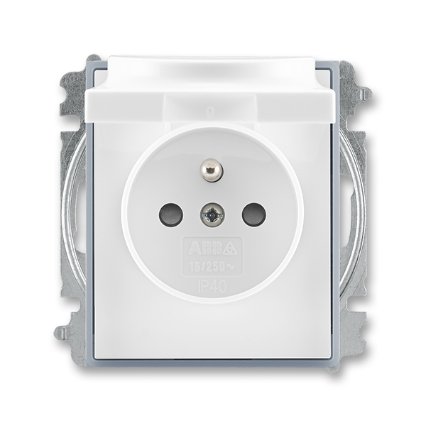 Zásuvka 230 V jednonásobná ABB Element IP 40 s víčkem bílá