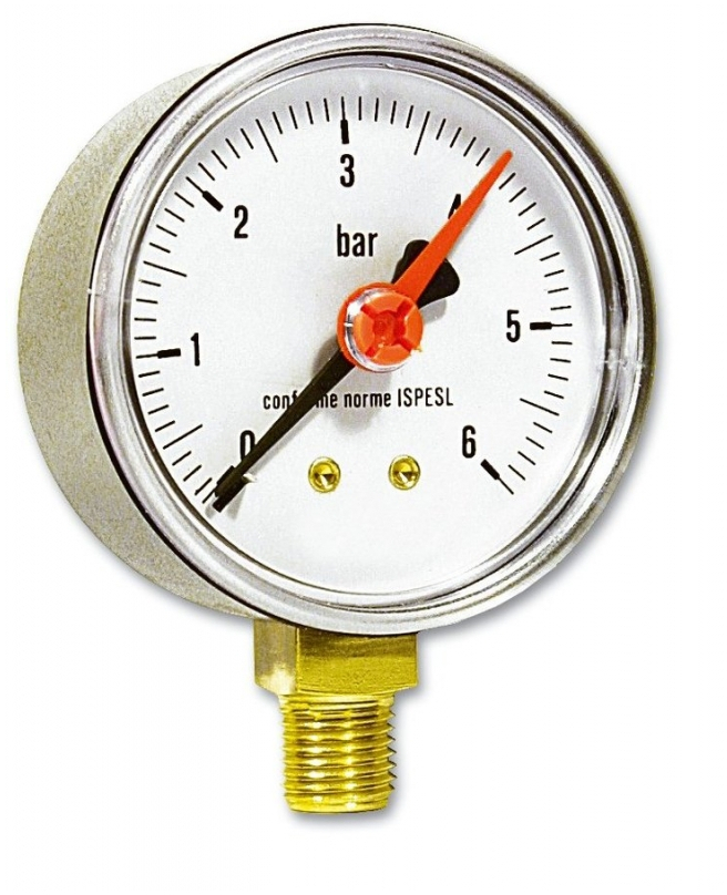 Manometr spodní 100 mm 1/2" 0–16 bar