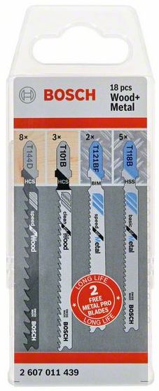 Sada pilových plátků Bosch Wood and Metal 18 ks BOSCH