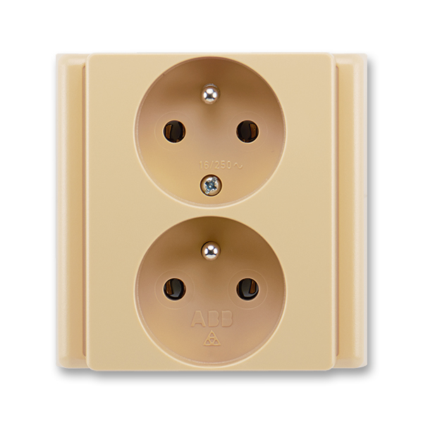 Zásuvka 230 V 81×81 dvojnásobná kompletní ABB Classic béžová ABB