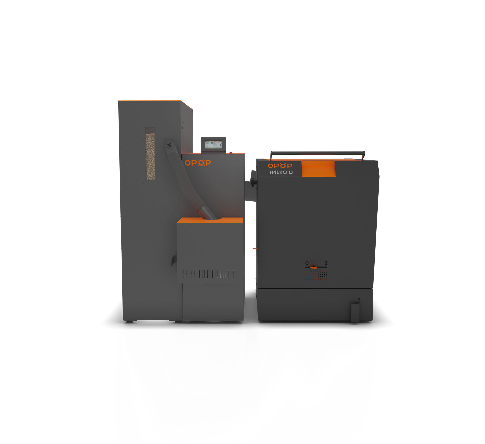 Kotel kombinovaný Opop H416 EKO D a BIOPEL MINI 15 na dřevo a pelety