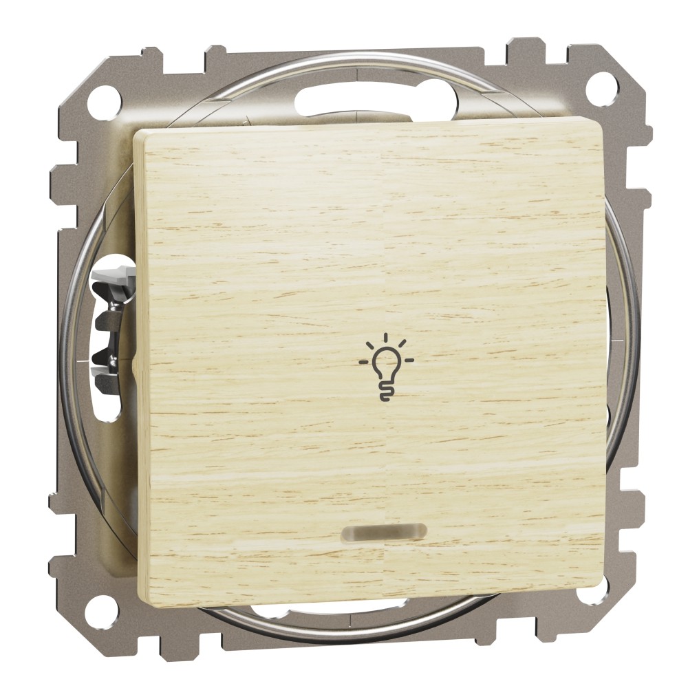 Tlačítko světlo řazení 1/0So Schneider Sedna Design bříza