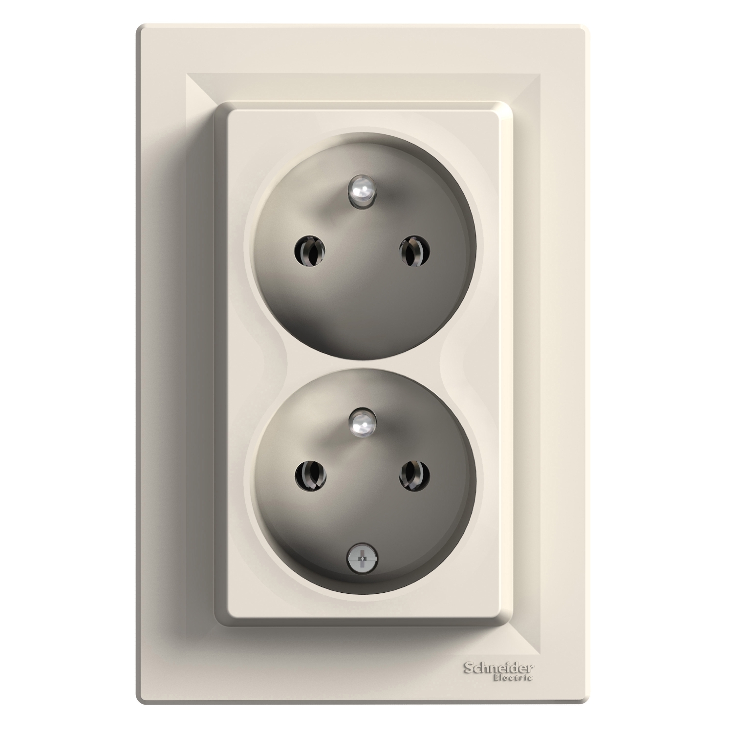 Zásuvka 230 V dvojnásobná kompletní Schneider Asfora krémová Schneider