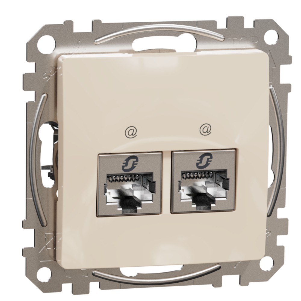 Zásuvka datová Schneider Sedna Design CAT6a 2× RJ45 STP stíněná béžová