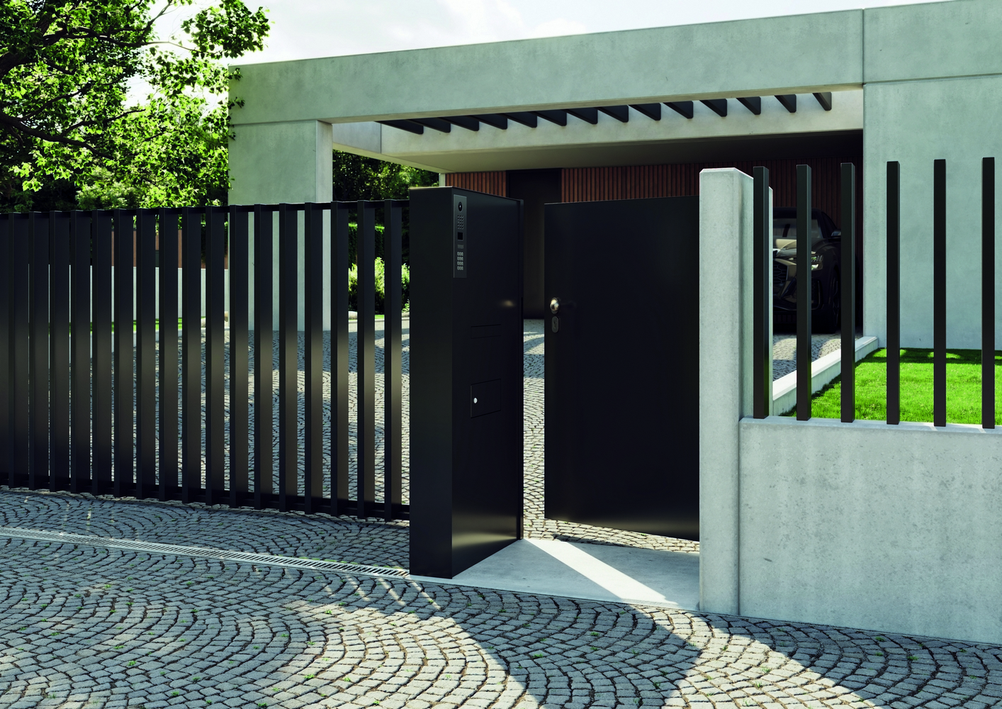 Schránka poštovní se zvonkem JAP Liberty Shield RAL 7016 2x zvonek 2x schránka