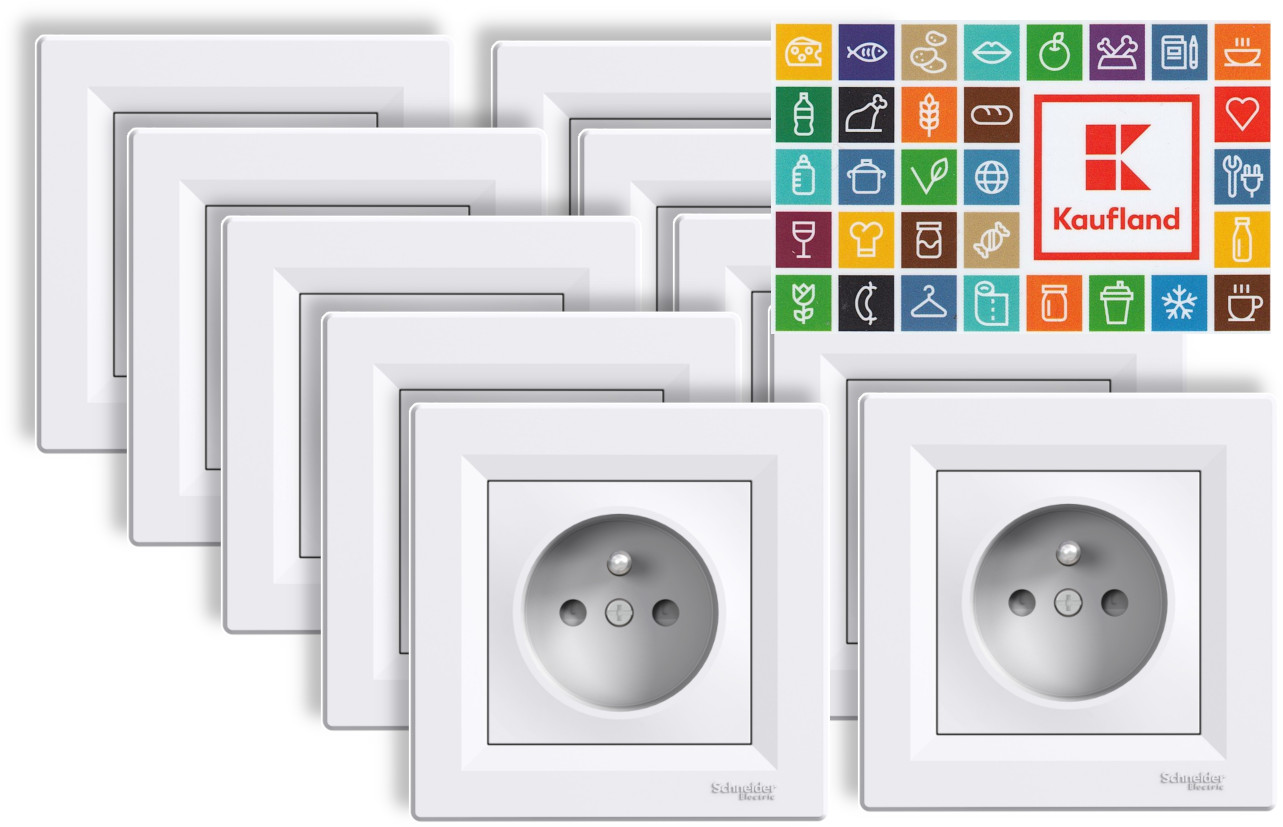 Sada zásuvek 230 V jednonásobných Schneider Asfora 10 ks/bal. bílá