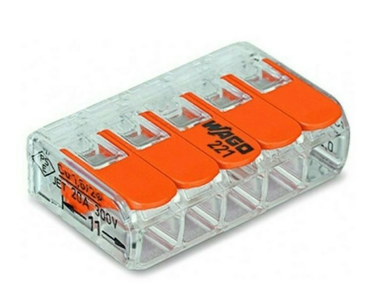 Svorka krabicová páčková Wago pětinásobná 5 ks /bal.