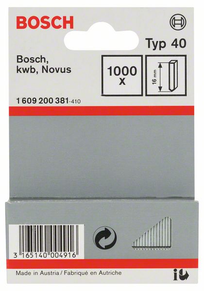 Spony Bosch typ 40 16 mm 1 000 ks BOSCH
