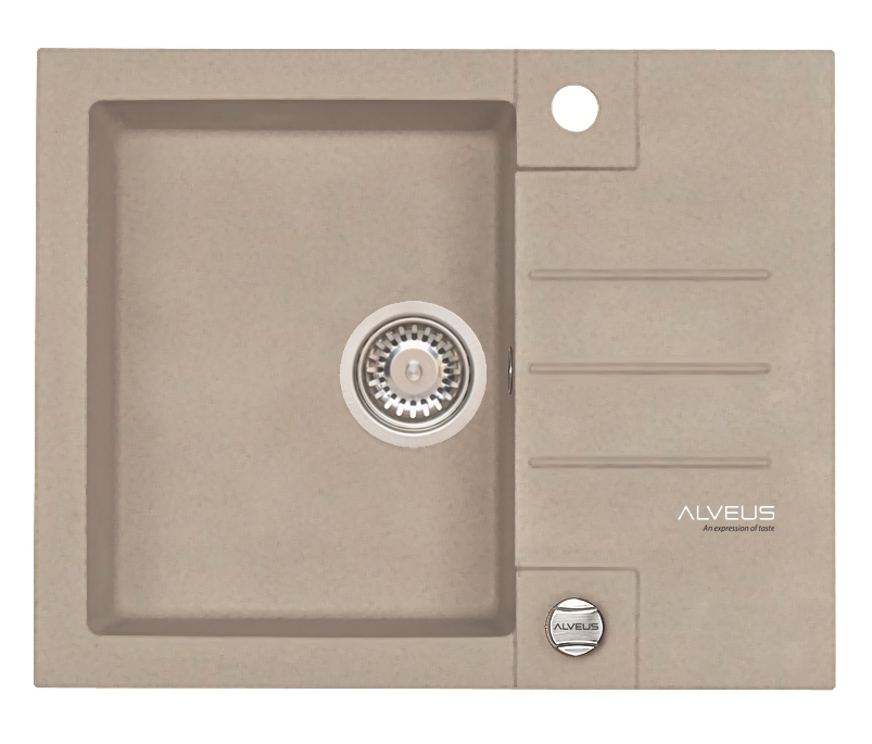Dřez granitový s odkapem Alveus Rock 30 595×475 mm pebble ALVEUS
