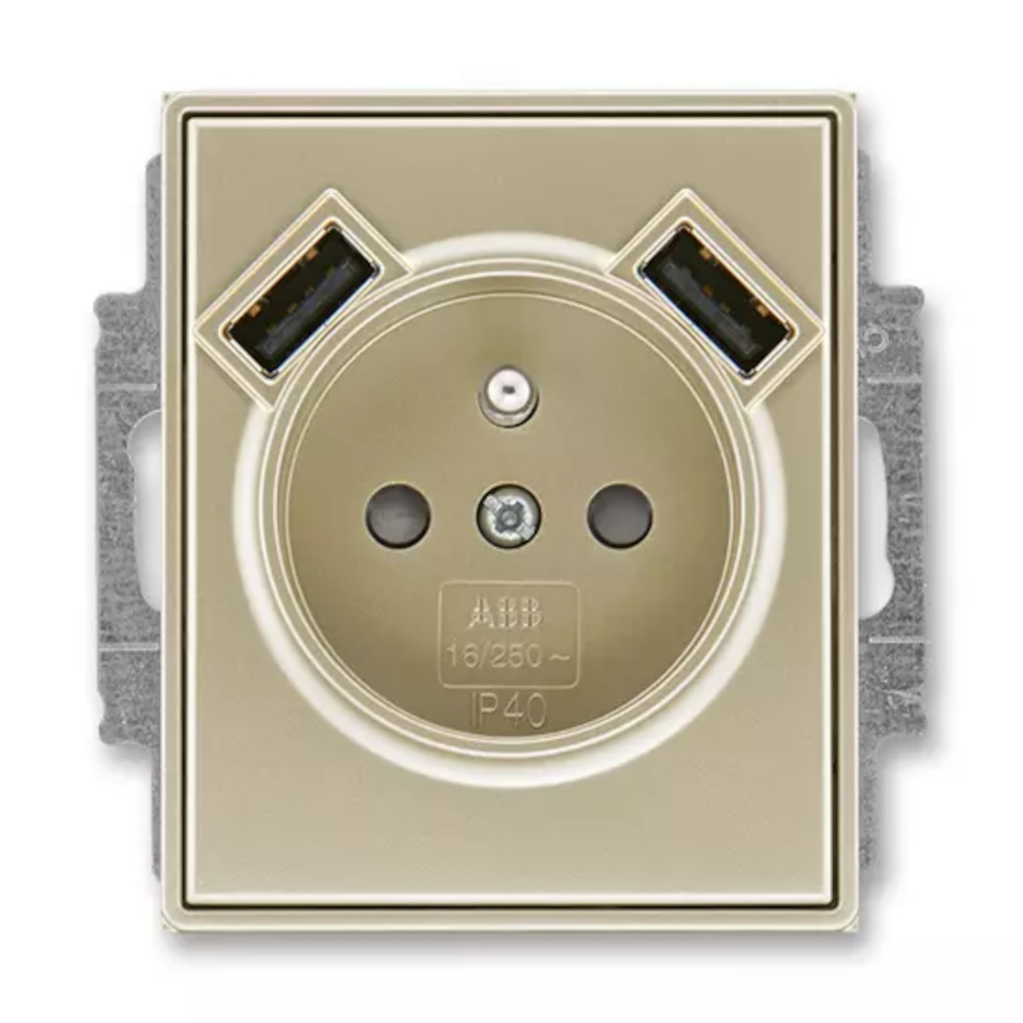 Zásuvka 230 V s USB jednonásobná ABB Time šampaň ABB