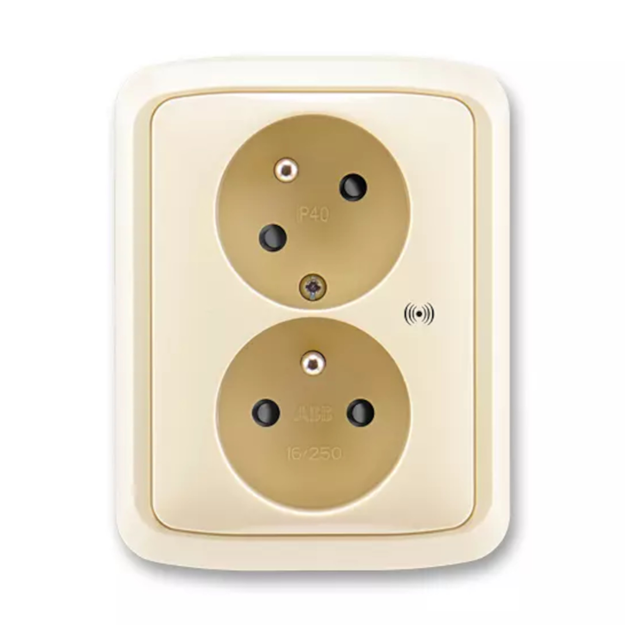 Zásuvka 230 V dvojnásobná ABB Tango IP 40 s akustickou signalizací slonová kost ABB