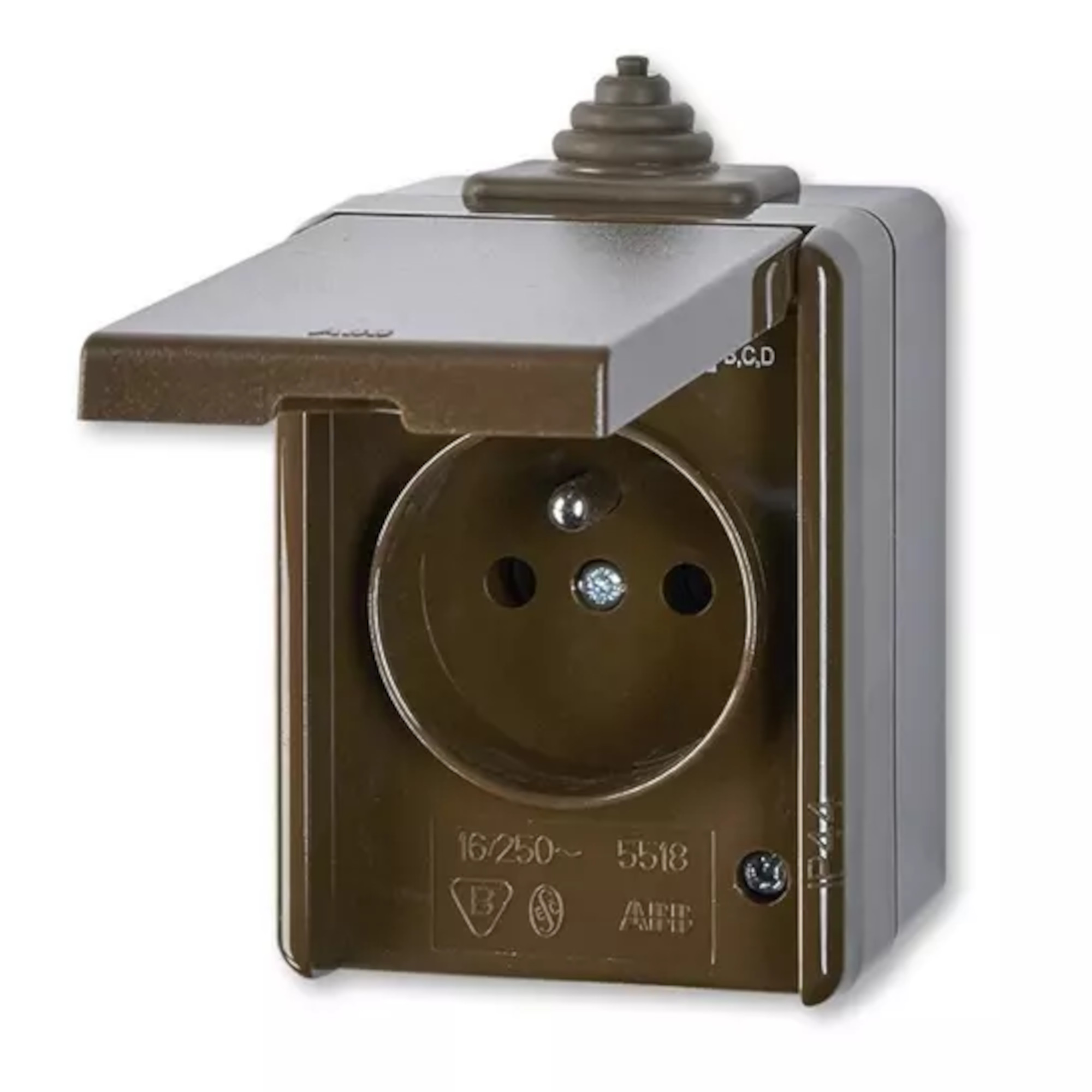 Zásuvka 230 V jednonásobná ABB Praktik IP 44 hnědá ABB