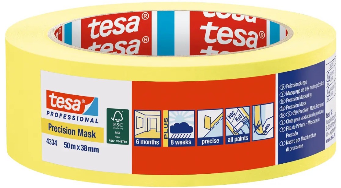 Páska maskovací Tesa 4334 Professional 38 mm/50 m žlutá Tesa