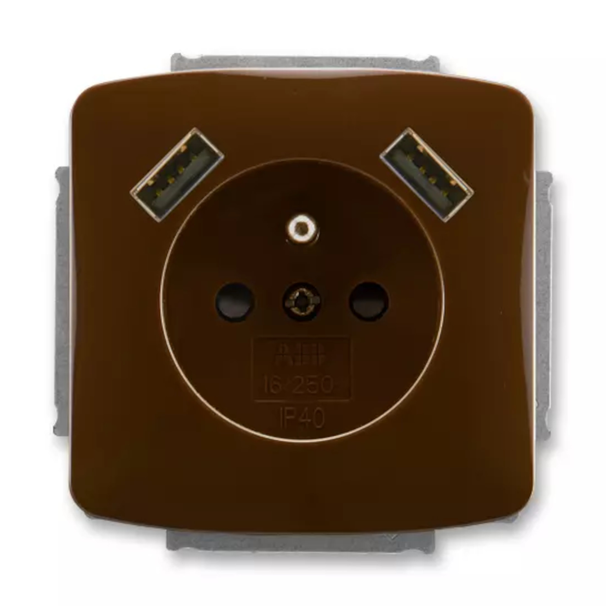 Zásuvka 230 V s USB jednonásobná ABB Tango hnědá ABB