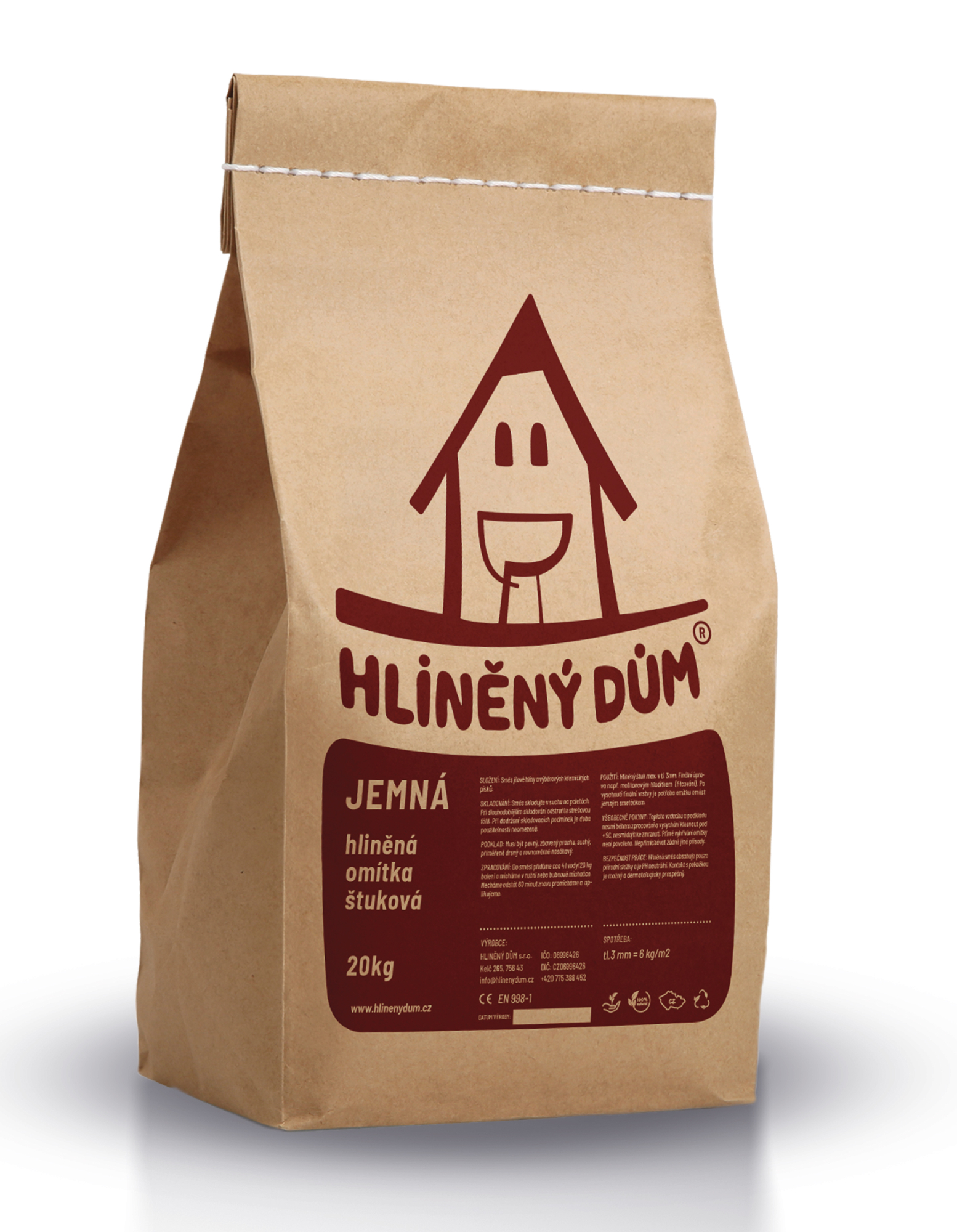 Omítka hliněná HLINĚNÝ DŮM JEMNÁ TERRA 20 kg HLINĚNÝ DŮM