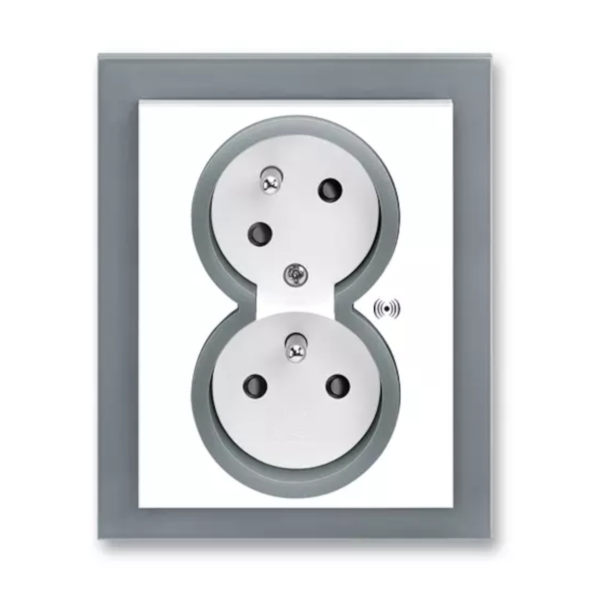 Zásuvka 230 V dvojnásobná ABB Neo IP 40 s akustickou signalizací bílá/ledová šedá ABB