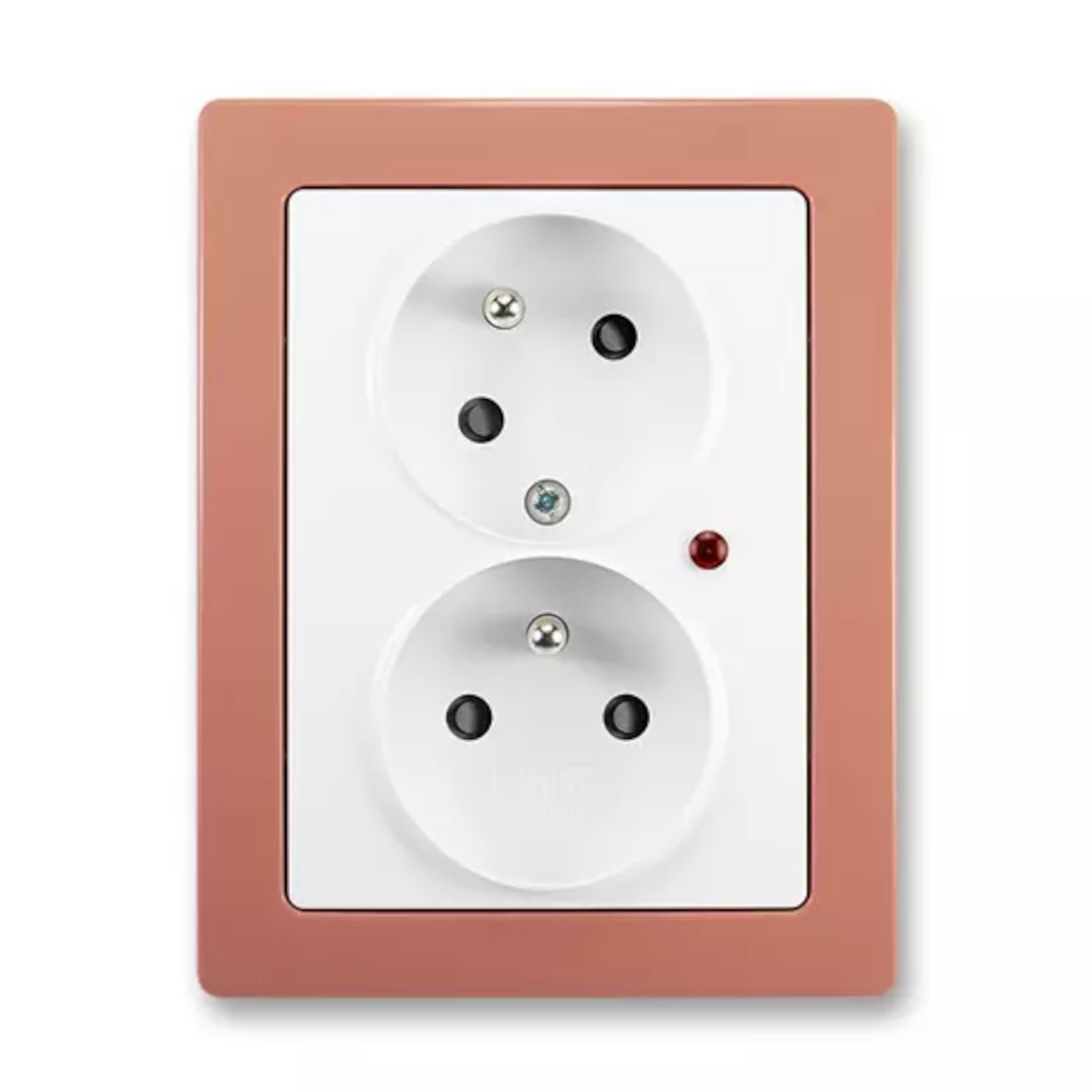 Zásuvka 230 V dvojnásobná ABB Swing IP 40 s optickou signalizací jasně bílá/cihlová ABB