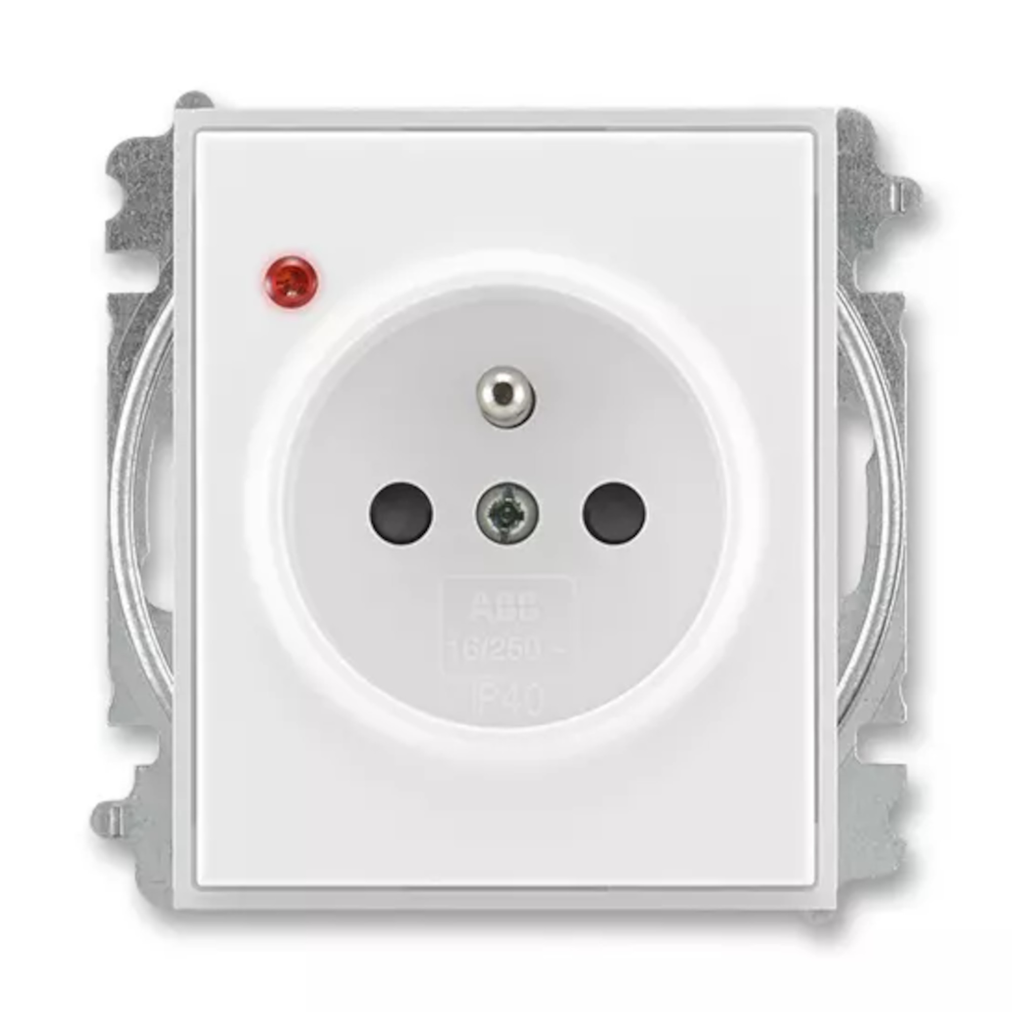 Zásuvka 230 V jednonásobná ABB Time/Element IP 40 s optickou signalizací bílá/ledová bílá ABB