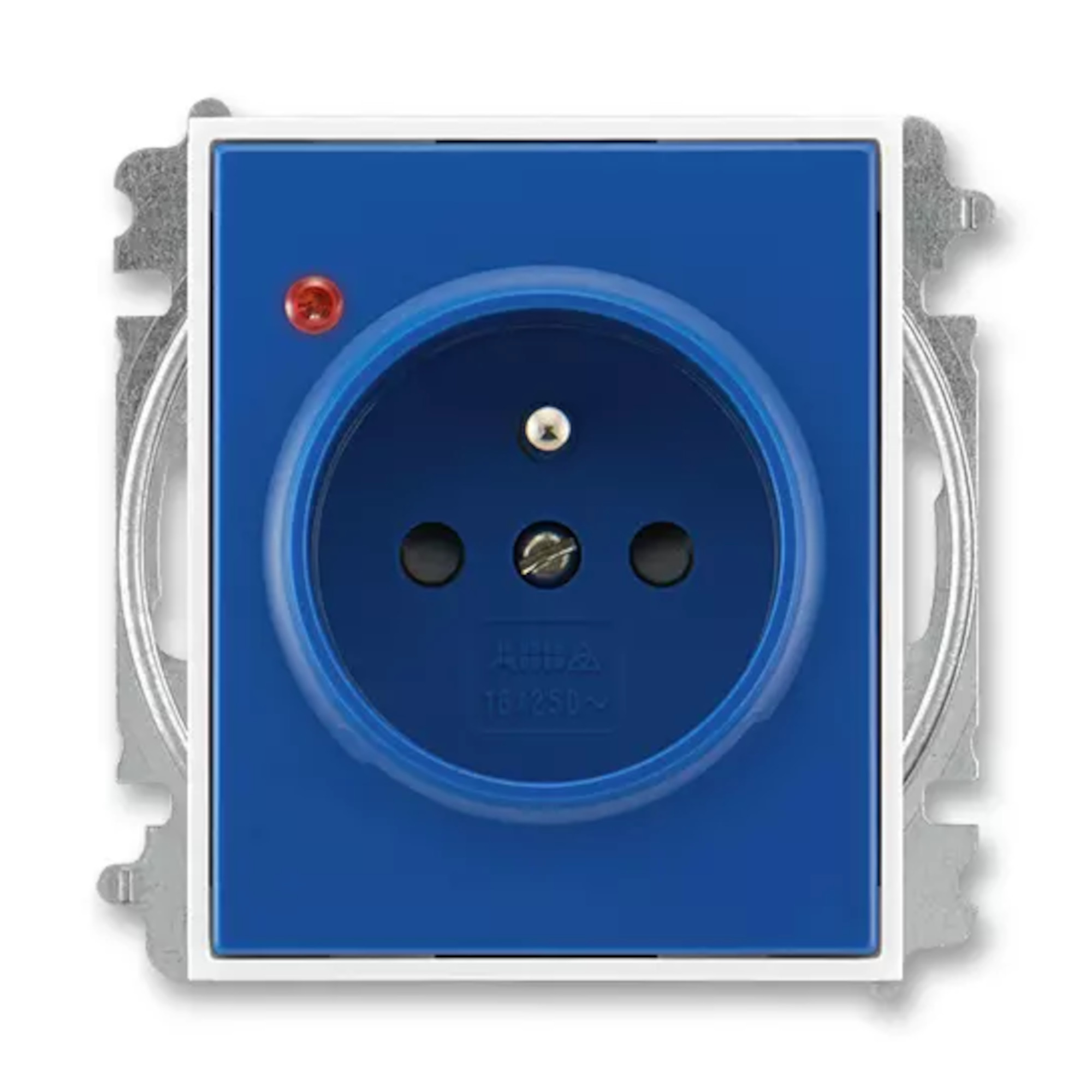 Zásuvka 230 V jednonásobná ABB Time/Element IP 40 s optickou signalizací modrá/bílá ABB
