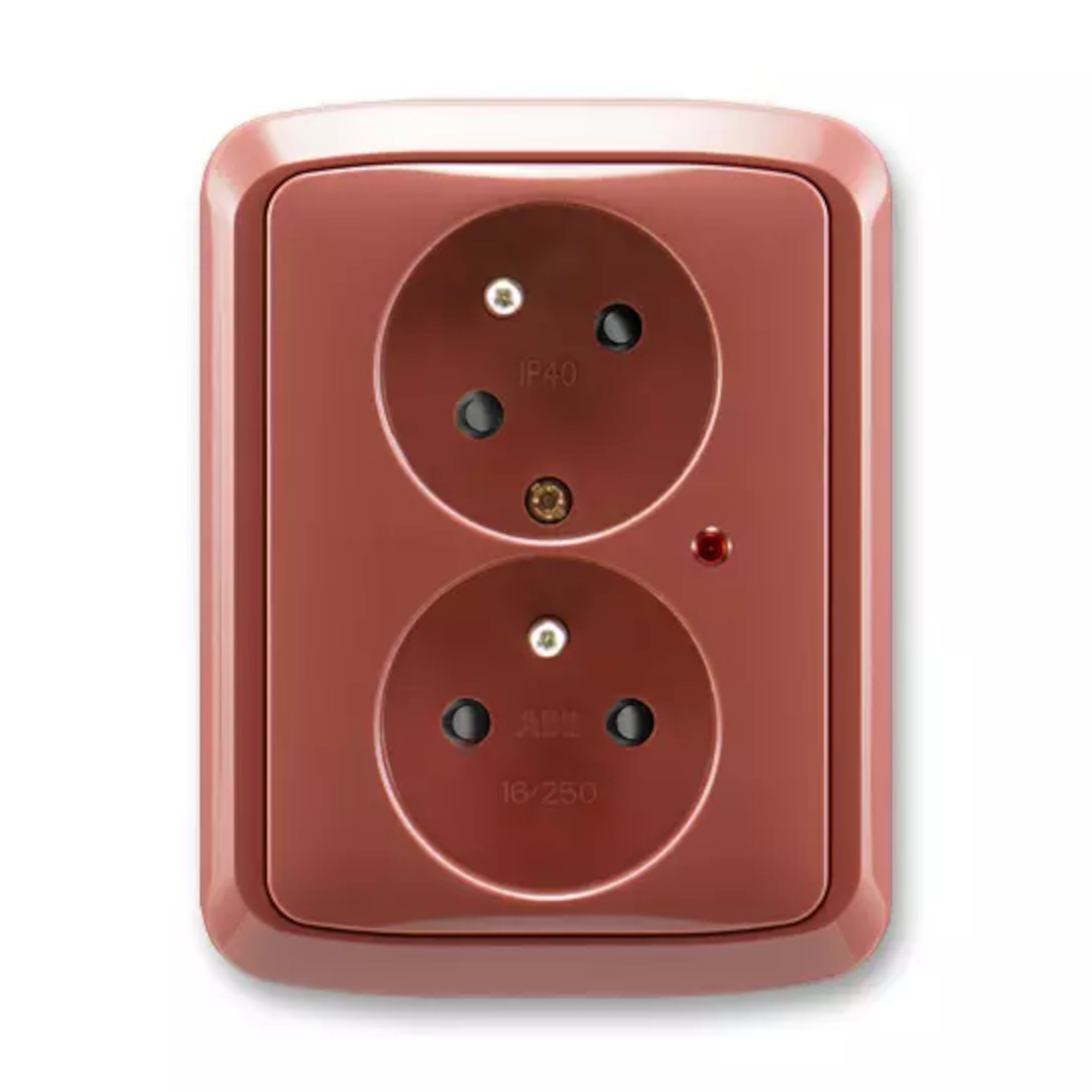 Zásuvka 230 V dvojnásobná ABB Tango IP 40 s optickou signalizací vřesová červená ABB