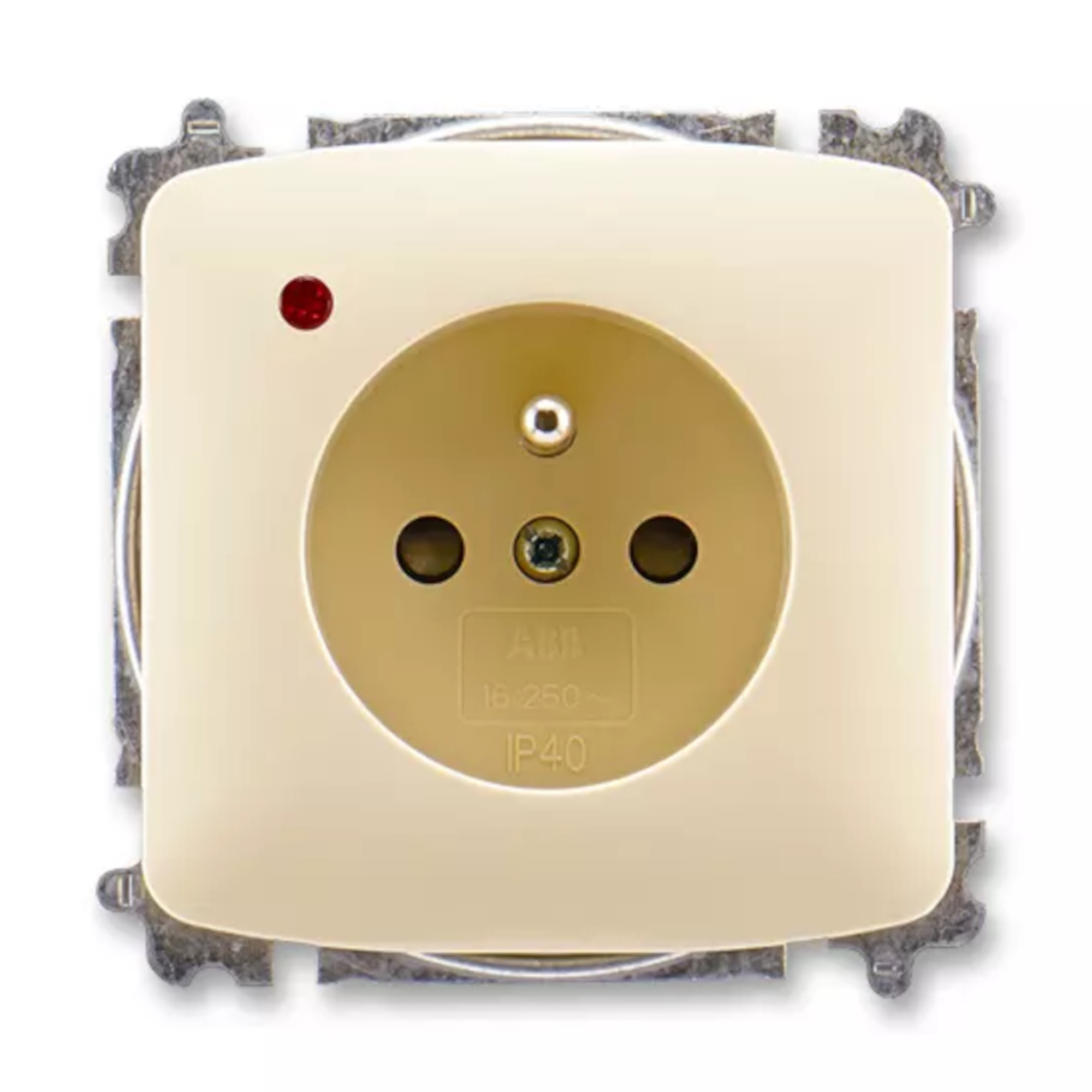Zásuvka 230 V jednonásobná ABB Tango IP 40 s optickou signalizací slonová kost ABB