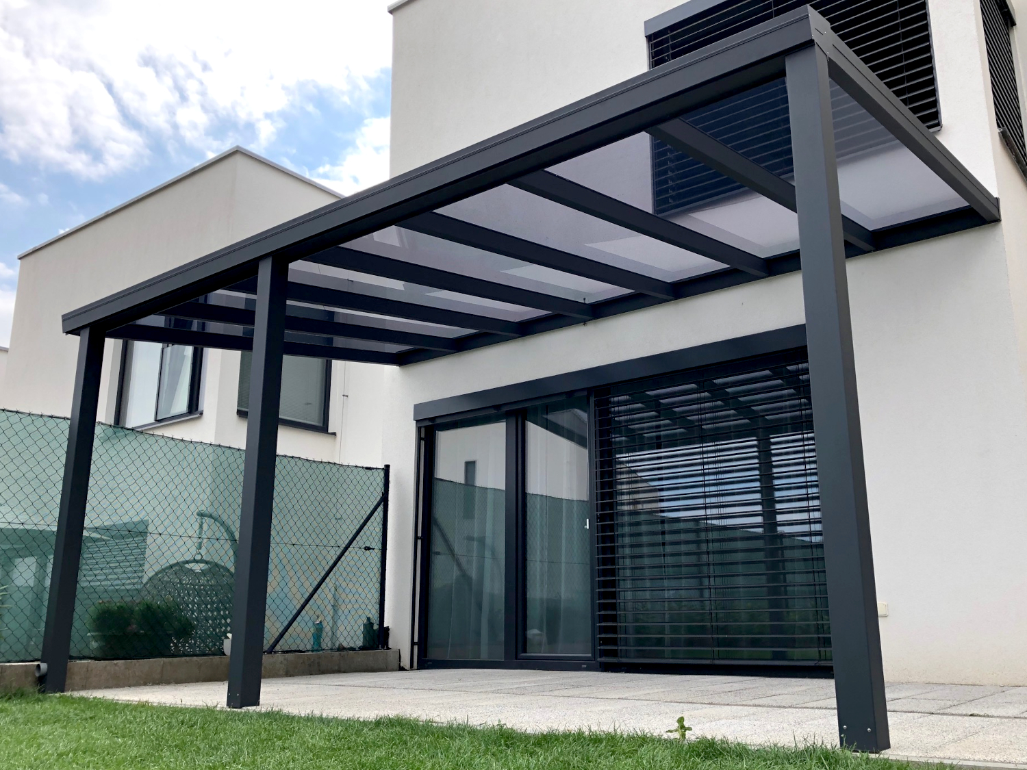 Sestava pro montáž hliníkové pergoly antracit 7016 PC plný grey 5×3 m