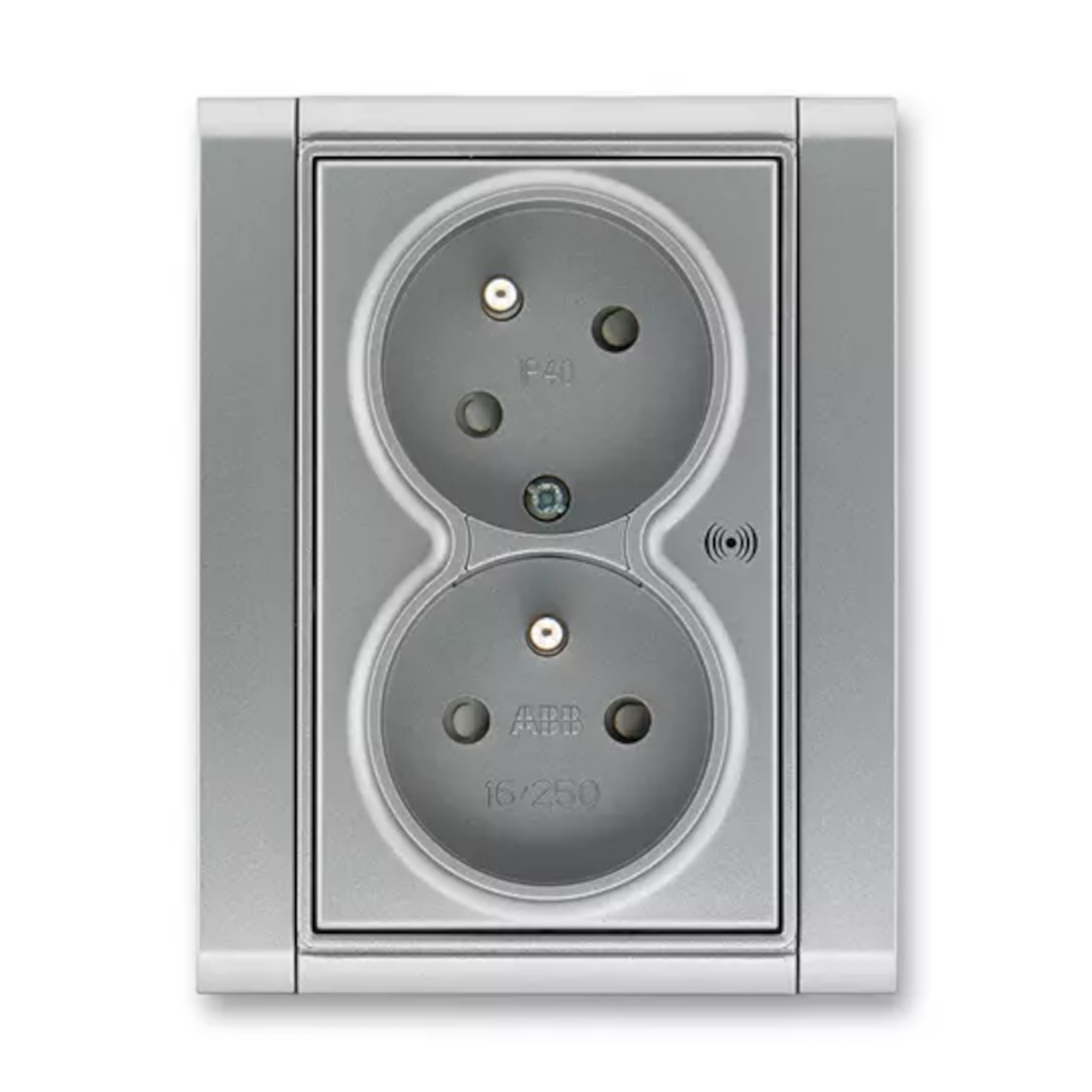 Zásuvka 230 V dvojnásobná ABB Time IP 40 s akustickou signalizací ocel ABB